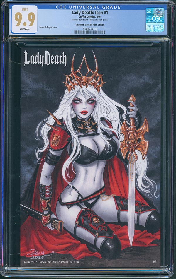 Lady Death: Icon #1 - Dawn McTeigue Pearl Edition (BP Edition!) - CGC Signature Series 9.9 (3940694010)