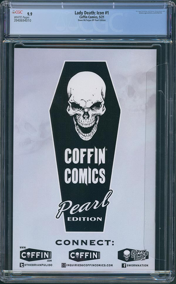 Lady Death: Icon #1 - Dawn McTeigue Pearl Edition (BP Edition!) - CGC Signature Series 9.9 (3940694010)