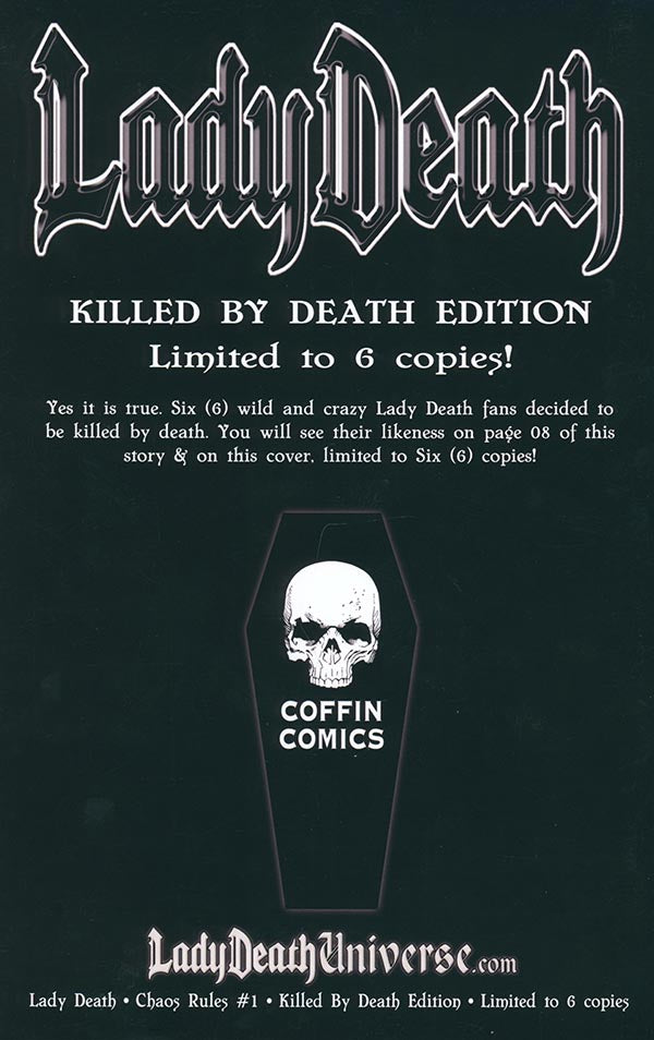 Lady Death: Chaos Rules - Killed by Death Edition (Publisher File Copy)