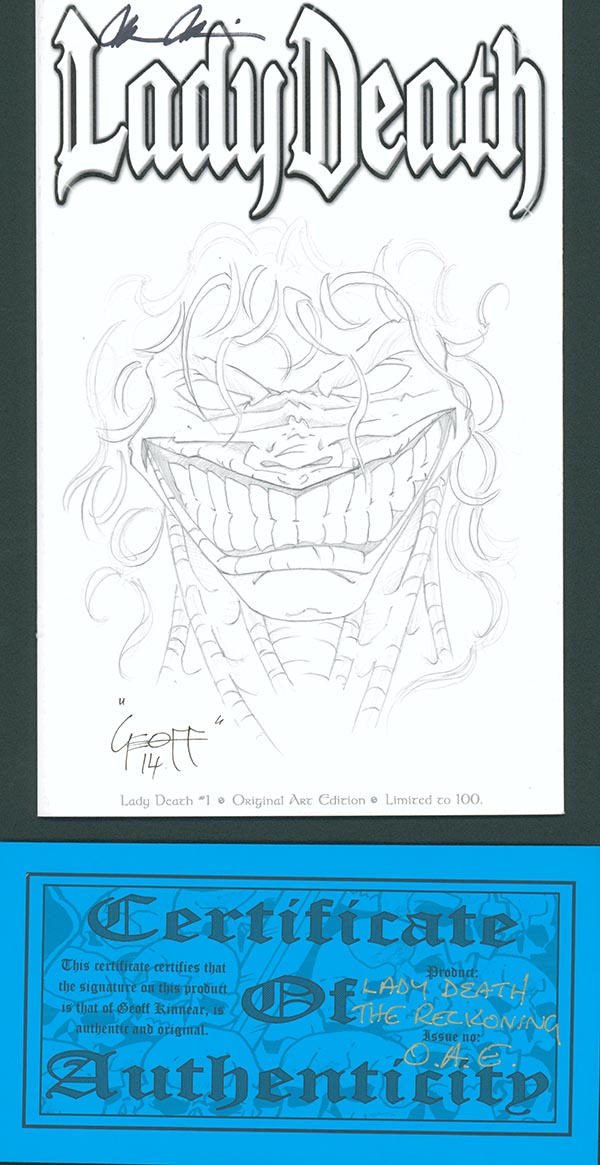 Lady Death #1 - Original Art Edition w/ Evil Ernie Sketch & COA (Publisher File Copy)