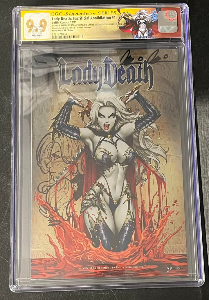 Lady Death: Sacrificial Annihilation - Heavy Metal Edition (Artist Proof #4) - Remarqued by Sorah Suhng - CGC Signature Series 9.9
