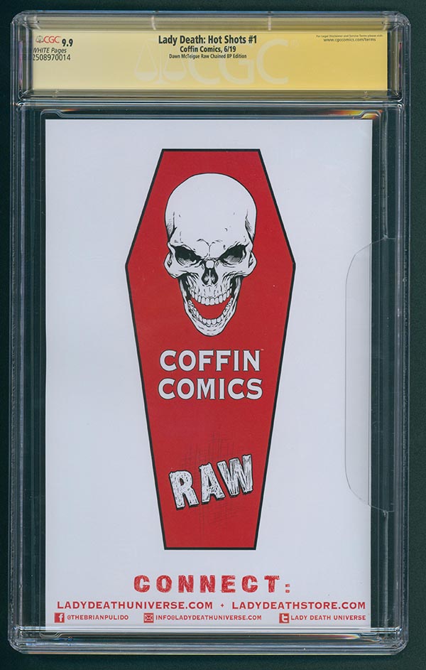Lady Death: Hot Shots #1 - Dawn McTeigue Raw Chained Edition (BP Edition!) - CGC Signature Series 9.9