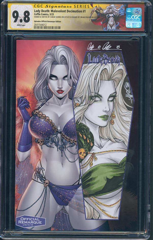 Lady Death: Malevolent Decimation #1 - Splendor Official Remarque Edition - CGC Signature Series 9.8