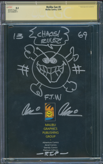 Malibu Sun #8: Evil Ernie - Pulido Signed w/Remarque - CGC Signature Series 8.5